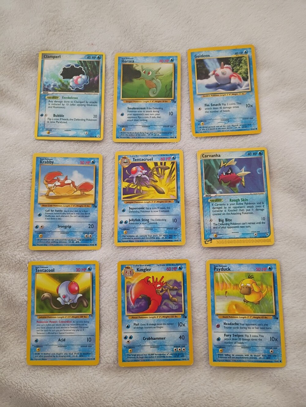 Lot of 9 Vintage Water-Type Pokémon Cards
